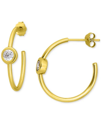 Giani Bernini Cubic Zirconia Bezel Small Hoop Earrings, 0.78", Exclusively at Macy's