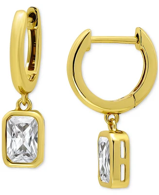 Giani Bernini Cubic Zirconia Octagon Bezel Dangle Hoop Earrings (1-5/8 ct. t.w.) Sterling Silver, Exclusively at Macy's