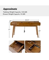 Mid-century Modern Morris 60" Desk with Height Adjustable Desktop and Cable Management