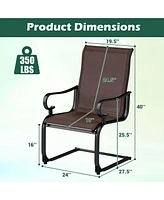 Set of 2 Patio Chairs C-Spring Motion with Quick-drying & Breathable Fabric