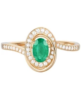 Emerald (3/8 ct. t.w.) & Diamond (1/6 Oval Swirl Ring 14k Gold (Also Ruby Sapphire)