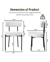 Dyhome Dining Chairs Set of 2, Kitchen Room Chairs, Mid Century Modern Upholstered Boucle