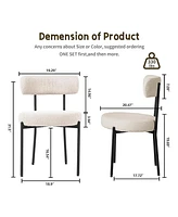 Dyhome Dining Chairs Set of 2, Kitchen Room Chairs, Mid Century Modern Upholstered Boucle