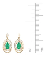 Emerald (3/8 ct. t.w.) & Diamond (1/5 Oval Swirl Drop Earrings 14k Gold (Also Ruby Sapphire)