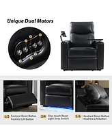 Modern Lothaire Genuine Leather Power Recliner with Adjustable Headrest