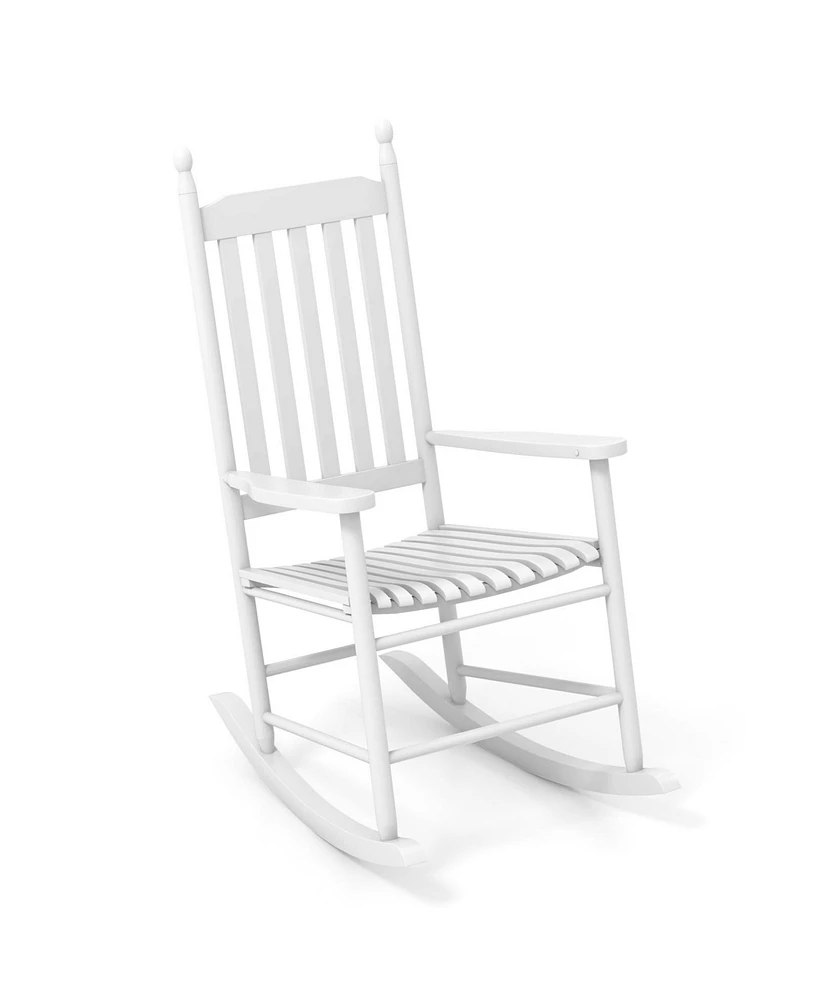 Weather-Resistant Acacia Rocking Chair – Outdoor High-Back Rocker with Ergonomic Design and Solid Base