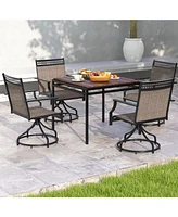 Patio Swivel Dining Chairs Set of 2 with Heavy-duty Metal Frame and Armrests