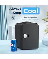 Cowsar Compact Refrigerator, Portable Mini Fridge, Skin Care 4L Capacity/6 Cans, for Bedroom, Car, Office & Dorm, Small Cooler for Cosmetics, Beverage