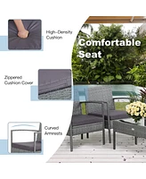 4 Pcs Outdoor Rattan Furniture Set Patio Conversation Sofa Set