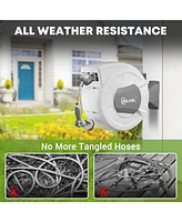 Silvel Retractable Garden Hose Reel, 1/2 in x ft Wall Mounted Garden Hose Reel, with 10 Pattern Nozzle, Any Length Lock, Slow Return System