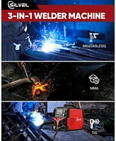 Silvel 140A Mig Welder, 3 1 Mig/Arc/Lift Tig Welding Machine, 110V Flux Core Welder with Igbt Inverter, Gasless Machine for Home