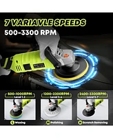 Silvel Buffer Polisher, 1600W 7 Inch/6 Inch Polisher for Car Detailing, Wax Machine, Variable Speed, with 6 Foam Pads, 3 Wool Packaging Bag, f
