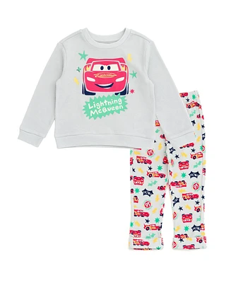 Cars Baby Boys Disney Mickey Mouse Lion King Winnie the Pooh Waffle Knit Drop Shoulder Sweatshirt and Jogger Pants Set