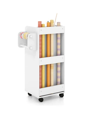 Utility Trolley with Open Shelves and 3 Drawers – Rolling Cart for Kitchen, Office, or Bathroom Organization