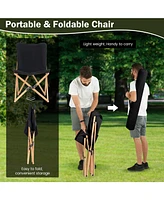 Set of 2 Wicker Dorm Chair with Storage Pocket for Camping and Fishing