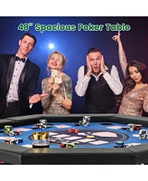 Foldable Poker Table with Padded Rails and Cup Holders