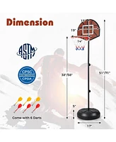 2-in-1 Height Adjustable Kids Basketball Hoop with Dart Board