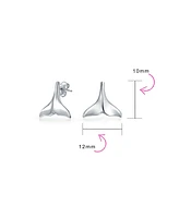 Bling Jewelry Set of 2 Nautical Mermaid Fin Whale Tail Stud Earrings Silver and Gold Vermeil