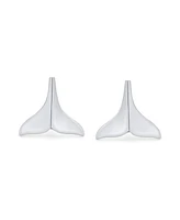 Bling Jewelry Set of 2 Nautical Mermaid Fin Whale Tail Stud Earrings Silver and Gold Vermeil