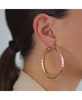 Bling Jewelry Set of 2 Rope Cable Wide Large Hoop Earrings Gold Plated 2 Inch & 2.25 Inch