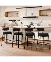 Dyhome 24 inches Bar Stools Set of 2, Counter Height with Leather Pad Wood Back, Upholstered Barstools for Kitchen Island, Cafe