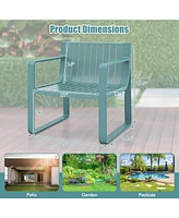 Patio Chairs Set of 4 Weather-resistant Plastic Outdoor Armchairs