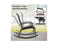 2 Pieces Outdoor Rocking Chairs with Breathable Backrest