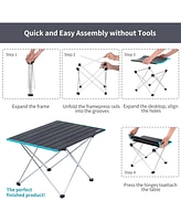 Naturehike FT08 Portable Camping Table, Ultralight Aluminum Folding Beach Table with Carry Bag for Outdoor Cooking, Picnic, Camp, Boat, Travel