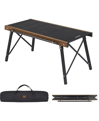 Naturehike Folding Igt Camping Table, Portable Outdoor Igt Cook System, Ultralight Aluminum Camp Table with Carry Bag for Car Camping Picnic