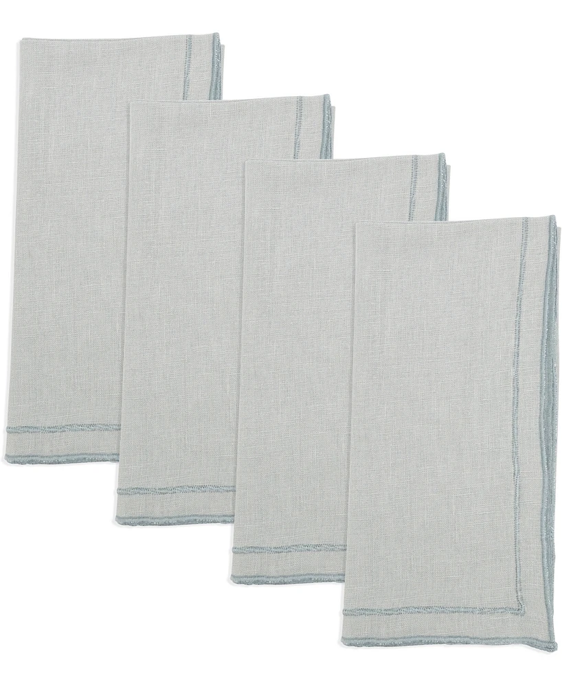 Saro Lifestyle Stonewashed Overlock Linen Edge Napkins, 20" x