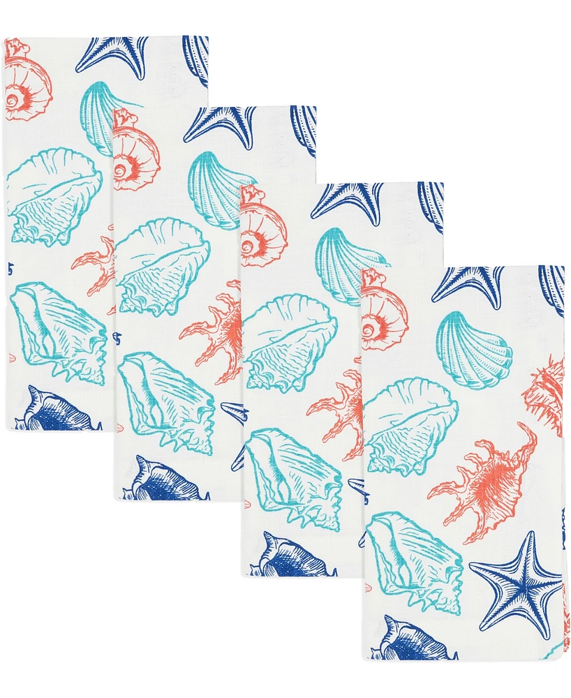 Saro Lifestyle Ocean Breeze Sea Shells Cotton Napkins, 20" x 20"