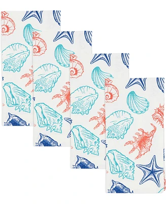 Saro Lifestyle Ocean Breeze Sea Shells Cotton Napkins, 20" x 20"