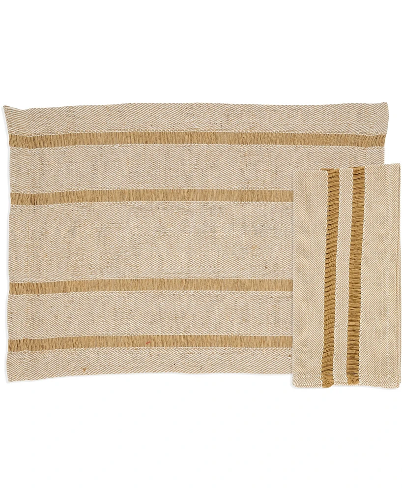Saro Lifestyle Classic Stripe Placemats and Napkins, Set of 8