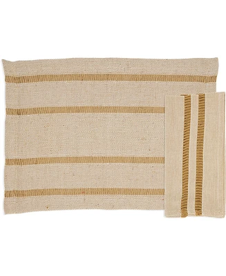 Saro Lifestyle Classic Stripe Placemats and Napkins, Set of 8