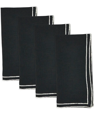 Saro Lifestyle Double Line Embroidered Linen Napkins, 20" x 20"