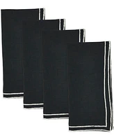 Saro Lifestyle Double Line Embroidered Linen Napkins, 20" x 20"