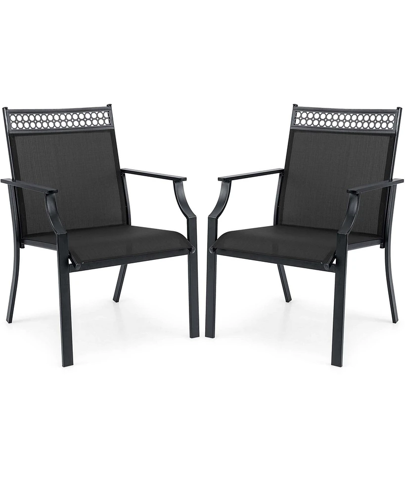 Patio Chairs Set of 2 with All Weather Breathable Fabric High Backrest