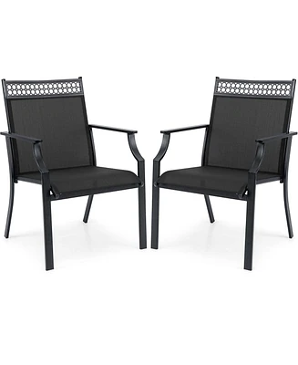 Patio Chairs Set of 2 with All Weather Breathable Fabric High Backrest
