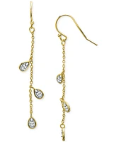 Lab Grown White Sapphire Pear Bezel Linear Drop Earrings (1-3/4 ct. t.w.) in 14k Gold-Plated Sterling Silver