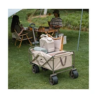 Naturehike Collapsible Beach Wagon with Big Wheels, Utility Foldable Grocery Cart Heavy Duty, Portable Folding Wagon Cart with Wheel for Camping