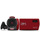 Minolta MN2K10NV 2K Ultra Hd Camcorder with 3" Touchscreen and Infrared Night Vision, Red