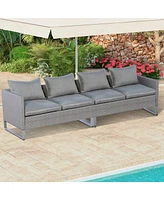 2PCS Patio Conversation Set Sectional Sofa Furniture Cushioned Seat Garden