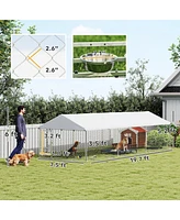 PawHut Extra Large Outdoor Dog Kennel with Adjustable & Rotatable Bowl Rack
