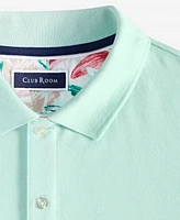 Club Room Men's Short Sleeve Printed-Trim Woven Performance Polo Shirt, Exclusively at Macy's