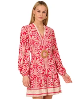 Adrianna by Papell Women's Belted Split-Neck Dress