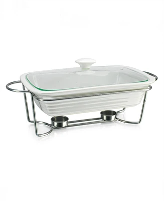 Godinger White Rectangle Porcelain Baker With Stand