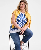 Style & Co Plus Floral Sleeveless Sweater, Exclusively at Macy's