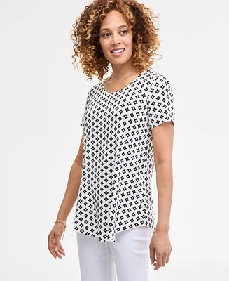 Jm Collection Women's Printed Scoop-Neck Short Sleeve Top, Exclusively at Macy's