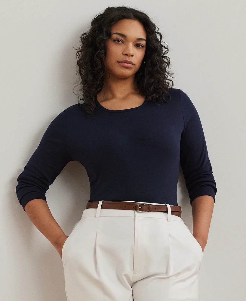 Lauren Ralph Plus Stretch Long-Sleeve Tee
