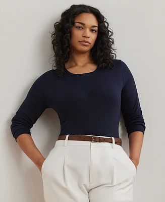 Lauren Ralph Plus Stretch Long-Sleeve Tee